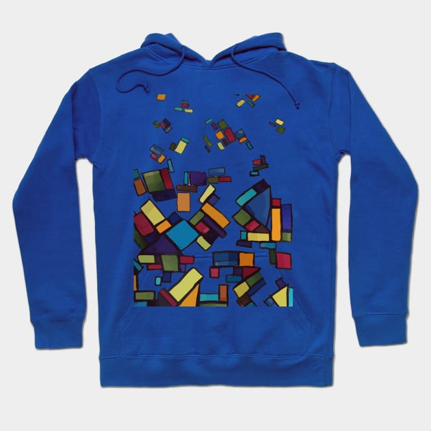 Abstract blocks illustrated to seem like they are falling down to the ground. Hoodie by WelshDesigns